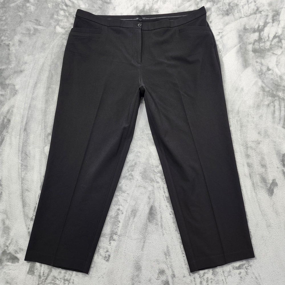 Roz & Ali Pants Womens 22 Black High Rise Tapered Ankle Stretch Office Preppy